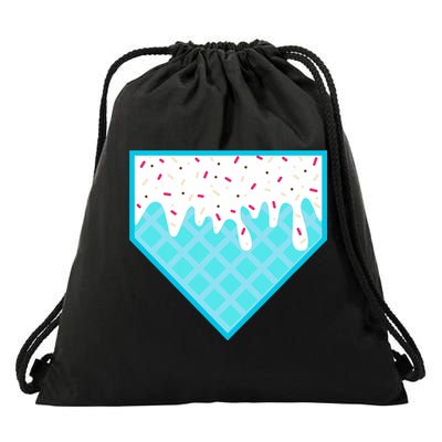 Funny Home Plate Drip Ice Cream Softball & Baseball Drawstring Bag
