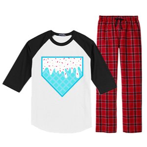 Funny Home Plate Drip Ice Cream Softball & Baseball Raglan Sleeve Pajama Set