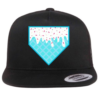 Funny Home Plate Drip Ice Cream Softball & Baseball Flatbill Hat