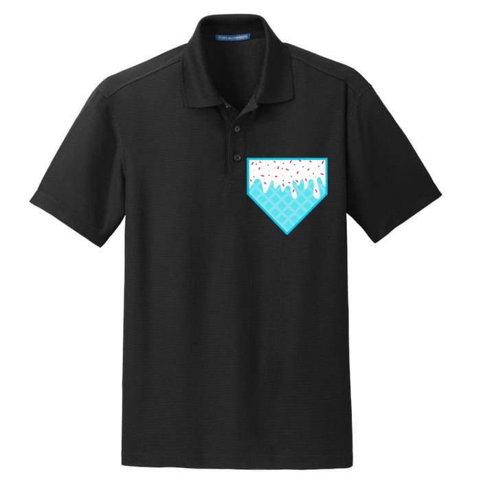 Funny Home Plate Drip Ice Cream Softball & Baseball Dry Zone Grid Polo