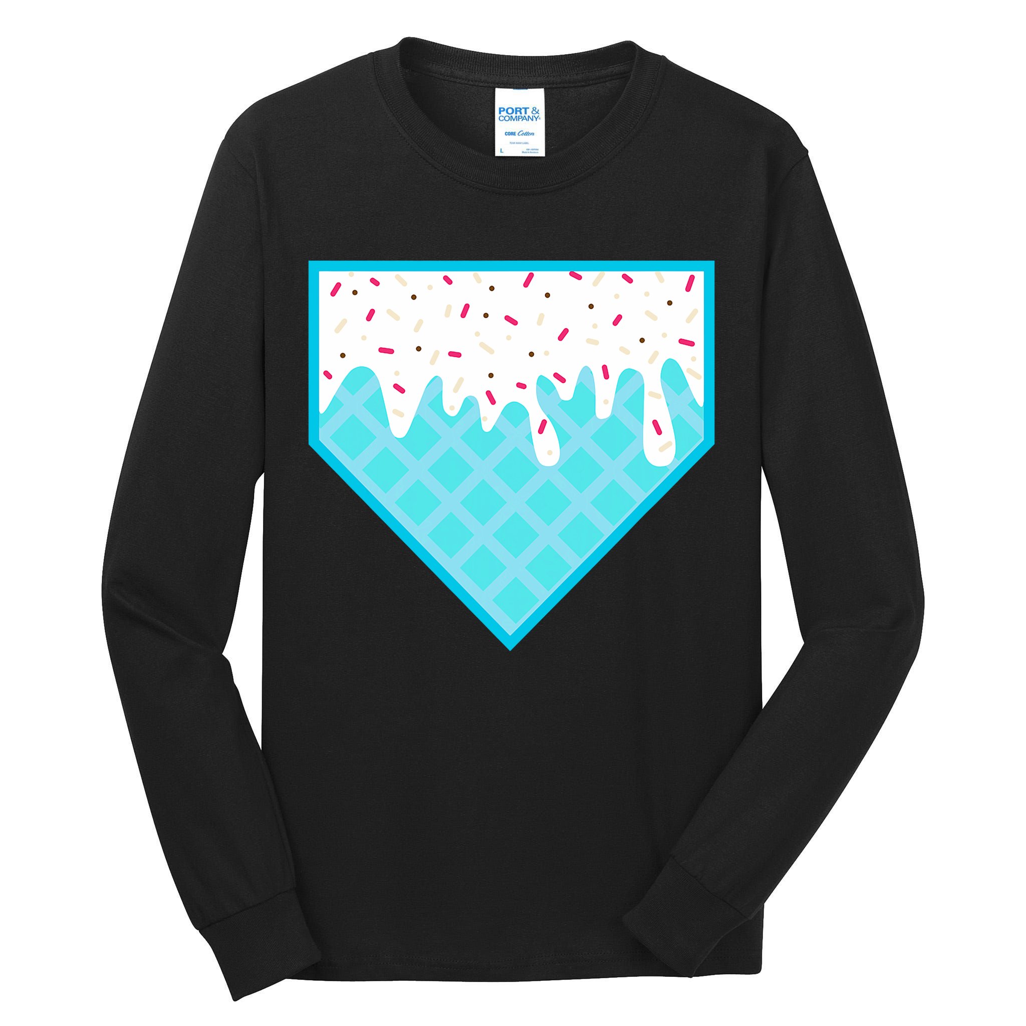 Funny Home Plate Drip Ice Cream Softball & Baseball Tall Long Sleeve T-Shirt