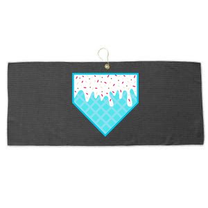 Funny Home Plate Drip Ice Cream Softball & Baseball Large Microfiber Waffle Golf Towel