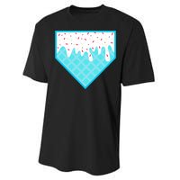 Funny Home Plate Drip Ice Cream Softball & Baseball Performance Sprint T-Shirt