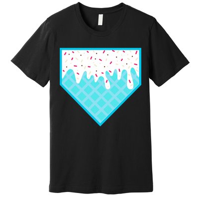 Funny Home Plate Drip Ice Cream Softball & Baseball Premium T-Shirt