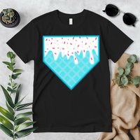 Funny Home Plate Drip Ice Cream Softball & Baseball Premium T-Shirt
