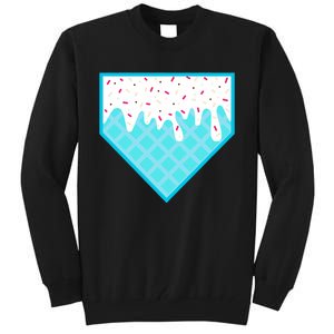 Funny Home Plate Drip Ice Cream Softball & Baseball Tall Sweatshirt