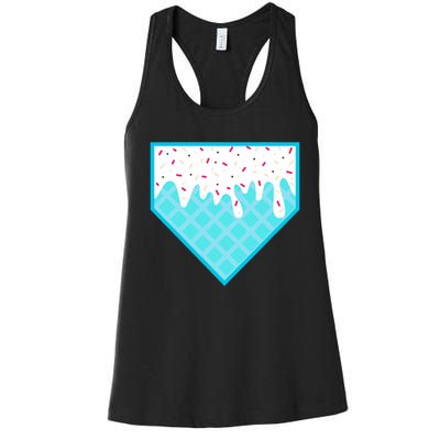 Funny Home Plate Drip Ice Cream Softball & Baseball Women's Racerback Tank