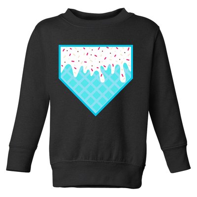Funny Home Plate Drip Ice Cream Softball & Baseball Toddler Sweatshirt