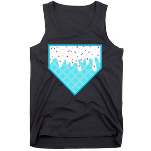 Funny Home Plate Drip Ice Cream Softball & Baseball Tank Top