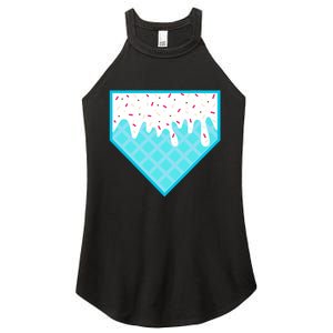 Funny Home Plate Drip Ice Cream Softball & Baseball Women's Perfect Tri Rocker Tank