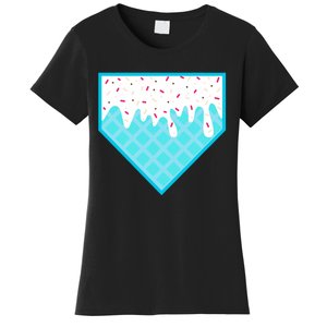 Funny Home Plate Drip Ice Cream Softball & Baseball Women's T-Shirt