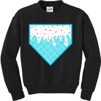 Funny Home Plate Drip Ice Cream Softball & Baseball Kids Sweatshirt