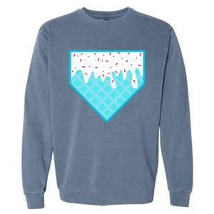 Funny Home Plate Drip Ice Cream Softball & Baseball Garment-Dyed Sweatshirt