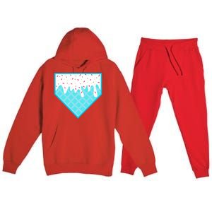 Funny Home Plate Drip Ice Cream Softball & Baseball Premium Hooded Sweatsuit Set