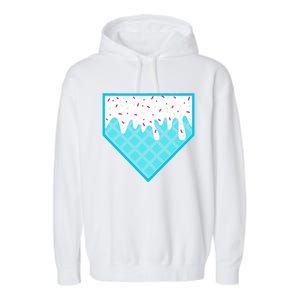 Funny Home Plate Drip Ice Cream Softball & Baseball Garment-Dyed Fleece Hoodie