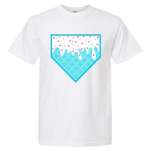 Funny Home Plate Drip Ice Cream Softball & Baseball Garment-Dyed Heavyweight T-Shirt