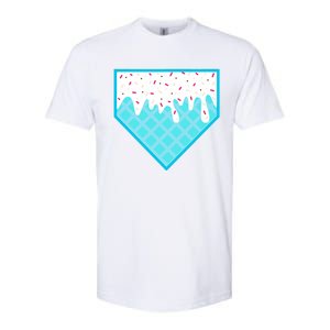 Funny Home Plate Drip Ice Cream Softball & Baseball Softstyle CVC T-Shirt