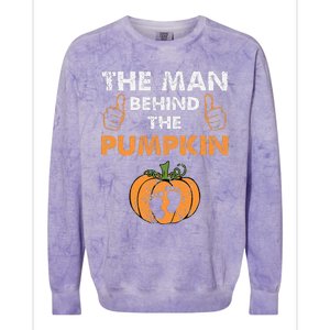 Funny Halloween Pregnancy Baby Shower Behind The Pumpkin Colorblast Crewneck Sweatshirt