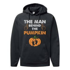 Funny Halloween Pregnancy Baby Shower Behind The Pumpkin Performance Fleece Hoodie