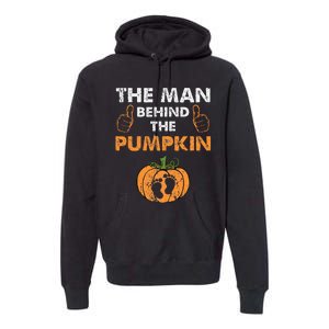 Funny Halloween Pregnancy Baby Shower Behind The Pumpkin Premium Hoodie