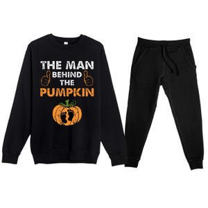 Funny Halloween Pregnancy Baby Shower Behind The Pumpkin Premium Crewneck Sweatsuit Set