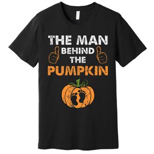 Funny Halloween Pregnancy Baby Shower Behind The Pumpkin Premium T-Shirt