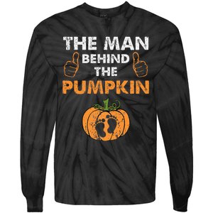 Funny Halloween Pregnancy Baby Shower Behind The Pumpkin Tie-Dye Long Sleeve Shirt