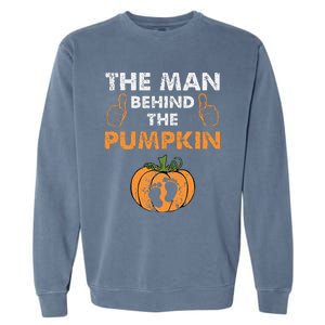 Funny Halloween Pregnancy Baby Shower Behind The Pumpkin Garment-Dyed Sweatshirt