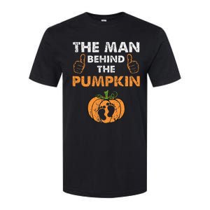 Funny Halloween Pregnancy Baby Shower Behind The Pumpkin Softstyle CVC T-Shirt