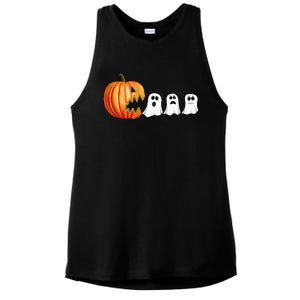 Funny Halloween Pumpkin Ghosts Jack O Lantern Ladies PosiCharge Tri-Blend Wicking Tank