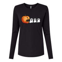 Funny Halloween Pumpkin Ghosts Jack O Lantern Womens Cotton Relaxed Long Sleeve T-Shirt