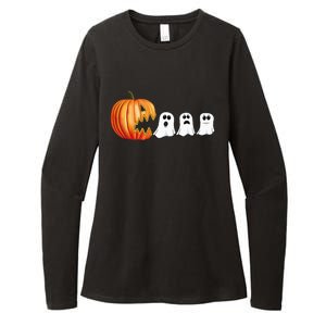 Funny Halloween Pumpkin Ghosts Jack O Lantern Womens CVC Long Sleeve Shirt