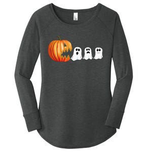 Funny Halloween Pumpkin Ghosts Jack O Lantern Women's Perfect Tri Tunic Long Sleeve Shirt