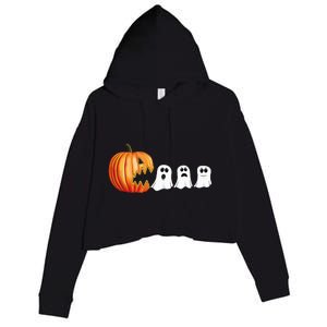 Funny Halloween Pumpkin Ghosts Jack O Lantern Crop Fleece Hoodie