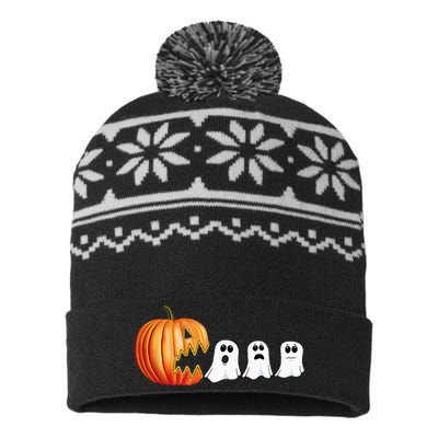 Funny Halloween Pumpkin Ghosts Jack O Lantern USA-Made Snowflake Beanie