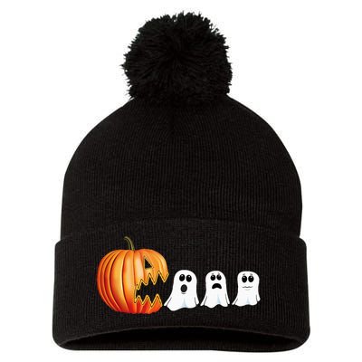 Funny Halloween Pumpkin Ghosts Jack O Lantern Pom Pom 12in Knit Beanie