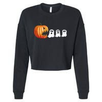 Funny Halloween Pumpkin Ghosts Jack O Lantern Cropped Pullover Crew