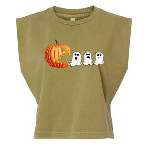 Funny Halloween Pumpkin Ghosts Jack O Lantern Garment-Dyed Women's Muscle Tee