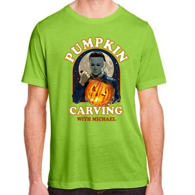 Funny Halloween Pumpkin Carving With Michael Adult ChromaSoft Performance T-Shirt