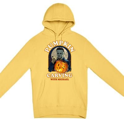 Funny Halloween Pumpkin Carving With Michael Premium Pullover Hoodie