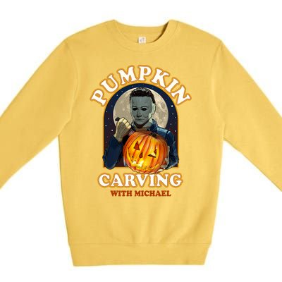 Funny Halloween Pumpkin Carving With Michael Premium Crewneck Sweatshirt