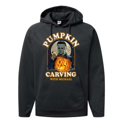 Funny Halloween Pumpkin Carving With Michael Performance Fleece Hoodie