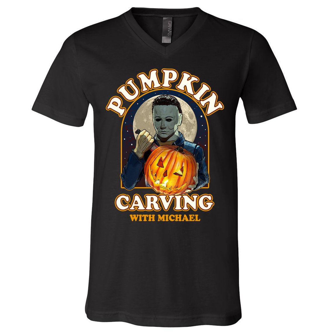 Funny Halloween Pumpkin Carving With Michael V-Neck T-Shirt
