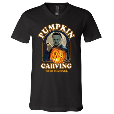 Funny Halloween Pumpkin Carving With Michael V-Neck T-Shirt