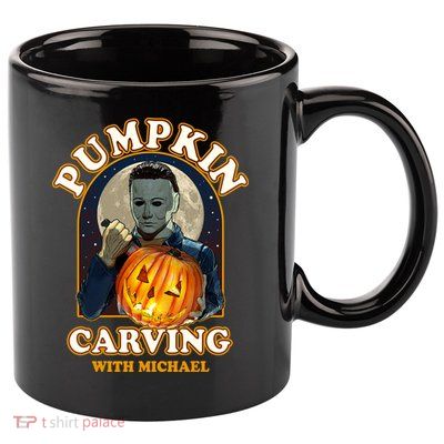 Funny Halloween Pumpkin Carving With Michael 11oz C Handle Ceramic Mug