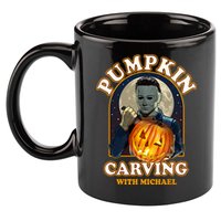 Funny Halloween Pumpkin Carving With Michael 11oz C Handle Ceramic Mug