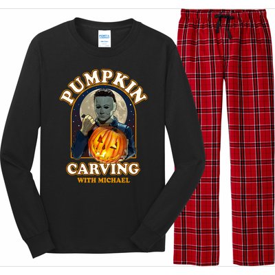 Funny Halloween Pumpkin Carving With Michael Long Sleeve Pajama Set