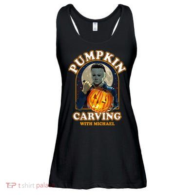 Funny Halloween Pumpkin Carving With Michael Ladies Essential Flowy Tank