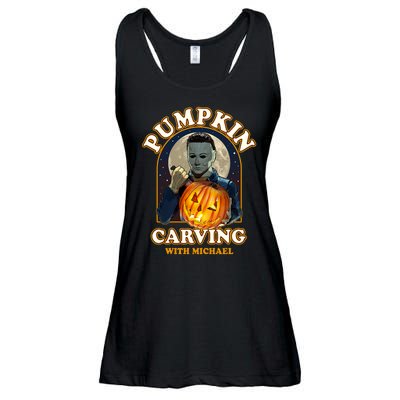 Funny Halloween Pumpkin Carving With Michael Ladies Essential Flowy Tank