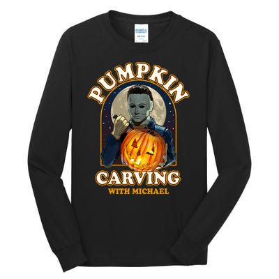 Funny Halloween Pumpkin Carving With Michael Tall Long Sleeve T-Shirt